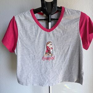 Vintage 90s Disney Classics Grumpy Seven Dwarfs Cropped Graphic Womens T Shirt L